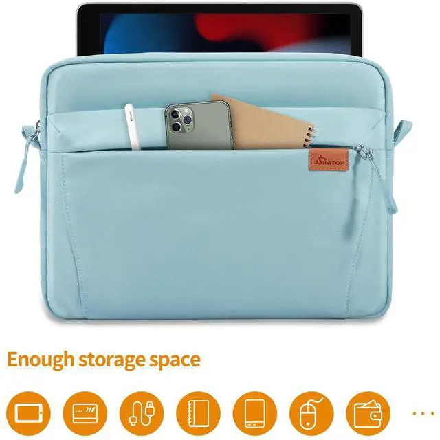 Alt view image 4 of 5 - SIMTOP Tablet Sleeve Bag, 11 inch Daily Shoulder Bag for Tablet, Waterproof Crossbody Bag with Smart Organization for Accessories, Essentials Lightweight, YKK Zipper Bag, Polyester (Light Blue)