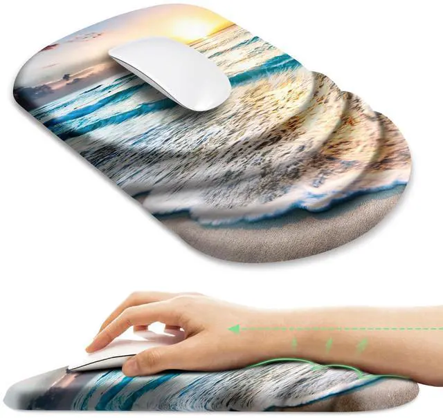 Main image of Ergonomic Mouse Pad with Wrist Rest Support,Non-Slip PU Base,Massage for Carpal Tunnel Pain Relief,Memory Foam Mousepad for Home,Office,Work(Beach)