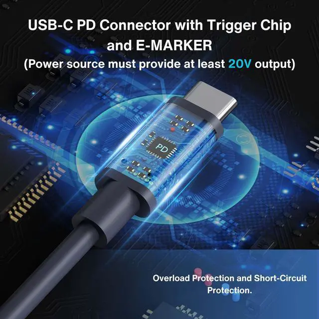 Alt view image 3 of 5 - Steinwhale DC to USB-C Power Cable with LED for Starlink Mini 3M/10FT, Support PD 100W 20V/5A Input, 19AWG Cord & Waterproof Barrel Jack, Compatible with USB-C PD Power Bank Charger Power Supply