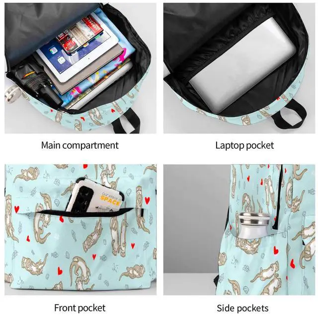 Alt view image 5 of 5 - sunwarshile Otter Backpack Book Bags Lightweight Casual Laptop Backpacks Travel Daypack For Man Woman