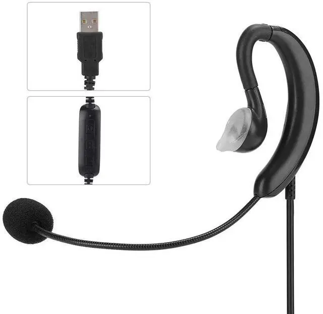 Alt view image 2 of 5 - Tbest Wired Usb Headsets With Microphone,Computer Headset with Microphone 1 Ear USB Compact Wired Over for Pc One Open Headsets Ear Hook Headset USB Headphone Computer Notebook Accessory for Qq