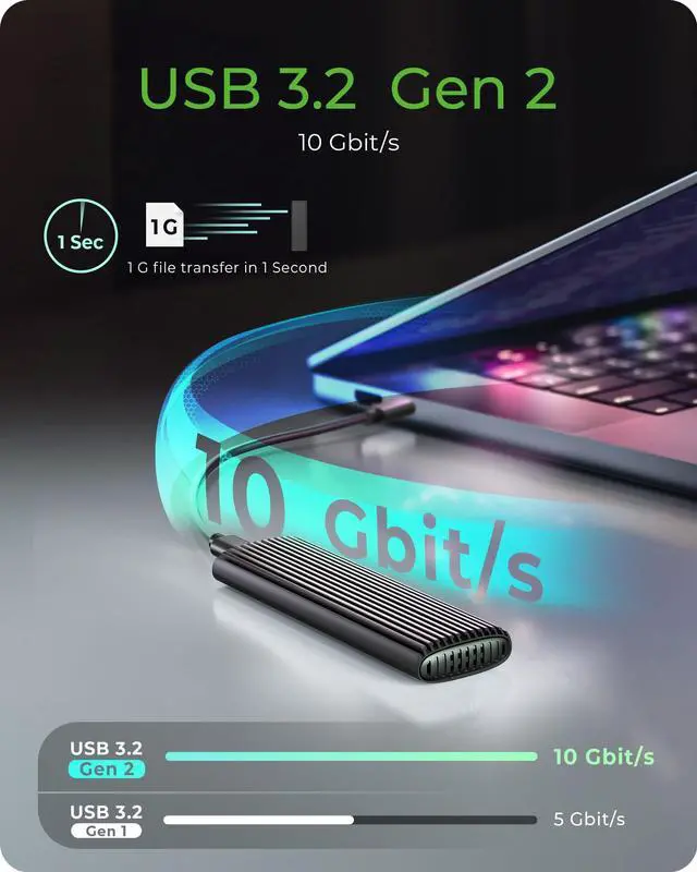 Alt view image 2 of 5 - M.2 NVMe SSD Enclosure, ICY BOX SSD Enclosure Adapter, Tool-Free USB C External, USB 3.2 Gen2 10Gbps NVMe to USB Adapter/Reader Supports M and B&M Keys and Size 2230/2242/2260/2280