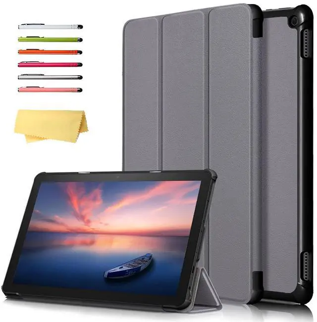 Main image of UUcovers 10.1" Case for All-New Kindle Fire HD 10 (11th Gen) & Fire HD 10 Plus Tablet (Only Compatible with 11th Generation 2021 Release) Folio Stand PU Leather Hard Cover with Auto Sleep/Wake, Gray