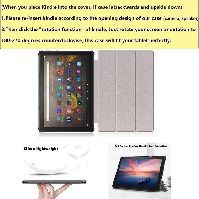 Alt view image 4 of 5 - UUcovers 10.1" Case for All-New Kindle Fire HD 10 (11th Gen) & Fire HD 10 Plus Tablet (Only Compatible with 11th Generation 2021 Release) Folio Stand PU Leather Hard Cover with Auto Sleep/Wake, Gray