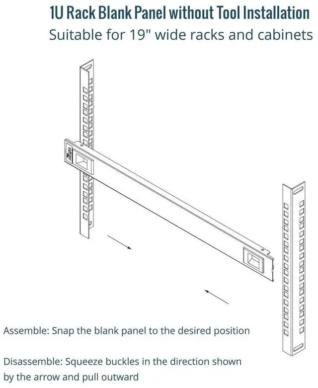 Alt view image 3 of 5 - Tecmojo 5 Pack 1U Blank Panel, Cold Rolled Steel Rack Blank Panel, Rack Mount Plate for 19 in Server Rack Enclosure or Network Cabinet, Toolless Mounting, Black