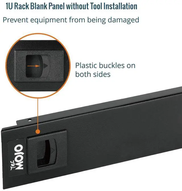 Alt view image 4 of 5 - Tecmojo 5 Pack 1U Blank Panel, Cold Rolled Steel Rack Blank Panel, Rack Mount Plate for 19 in Server Rack Enclosure or Network Cabinet, Toolless Mounting, Black