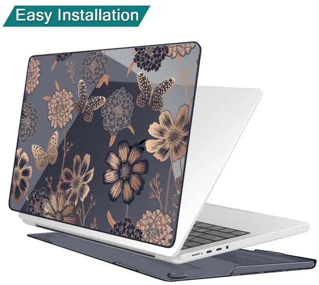 Alt view image 5 of 5 - Teryeefi Case for for MacBook Pro 14 Inch M4 M3 M2 M1 (2021 2023 2024 Released) with Keyboard Cover & Screen Protector & OTG Adapter, Flower & Butterfly