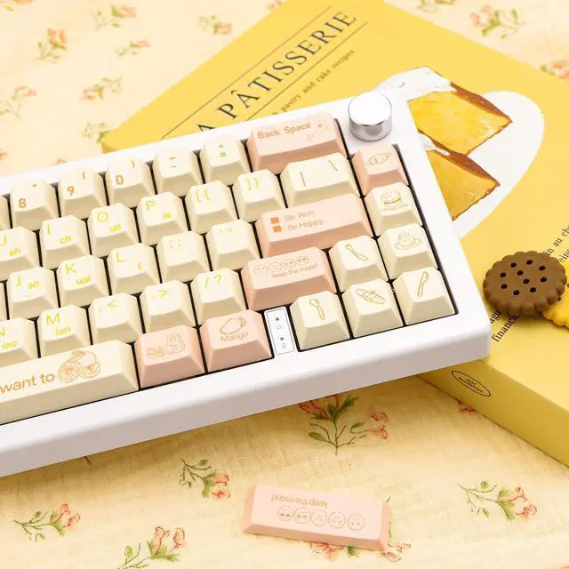 Main image of TIMSEKER 131 Keys Custom Yellow PBT Keycap, Dye Sublimation Cherry Profile, Creamy Keyboard Caps for Cherry MX Switches ANSI Layout Mechanical Gaming Keyboard