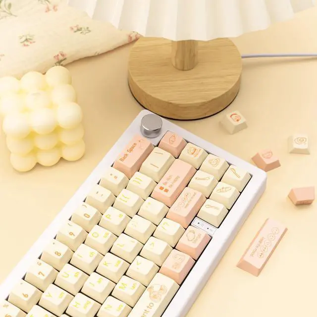 Alt view image 5 of 5 - TIMSEKER 131 Keys Custom Yellow PBT Keycap, Dye Sublimation Cherry Profile, Creamy Keyboard Caps for Cherry MX Switches ANSI Layout Mechanical Gaming Keyboard