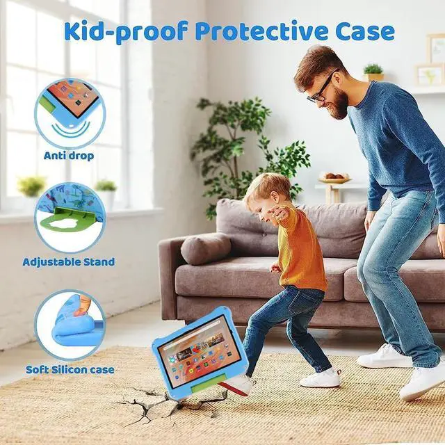 Alt view image 3 of 5 - Topevoeon Dinosaur Fire HD 10 Tablet Case for Kids Boys Light EVA Kids Friendly Fire HD10 Plus 10.1 inch 2021 2023 11th 13th Gen Case with Handle Kickstand Kid Pro Shockproof Full Cover for boy Gift