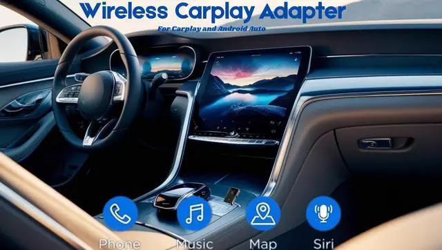 Alt view image 5 of 5 - 2025 Wireless CarPlay Adapter,Compatible with iPhone iOS 10+, Plug & Play, No Lag, Converts Wired to Wireless, Dual-Band Wi-Fi 2.4/5.8GHz & Bluetooth for Smooth Connection, for Cars 2015+