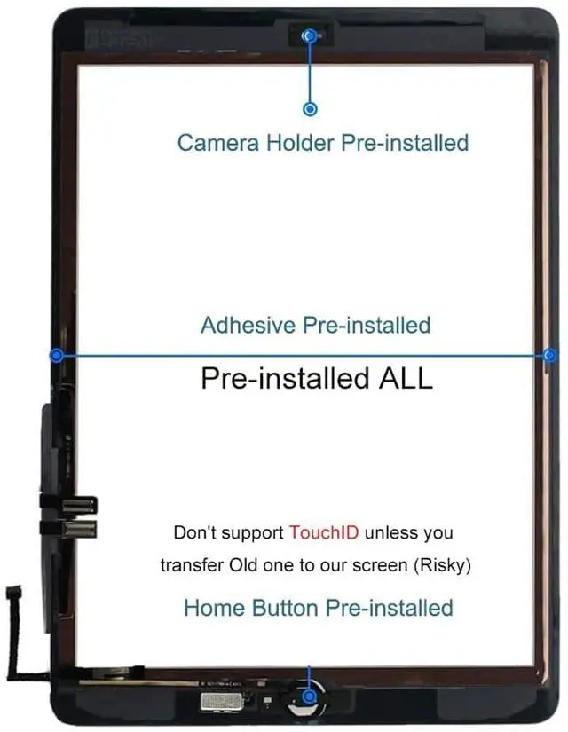 Alt view image 3 of 5 - for iPad 6 6th Gen A1893 A1954 Screen Replacement 2 Pack 9.7 Inch Digitizer, for iPad 6 6th Gen Touch Screen Digitizer Replacement with Home Button(Black)