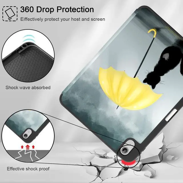 Alt view image 5 of 5 - Tuiklol Case for iPad 11 inch (A16 Chip) 2025 Generation 11th / iPad 10.9 inch 2022 10th Generation,Slim Stand Hard Case Pencil Holder with TPU Back Cover & Trifold Stand & Auto Wake/Sleep, Black Cat