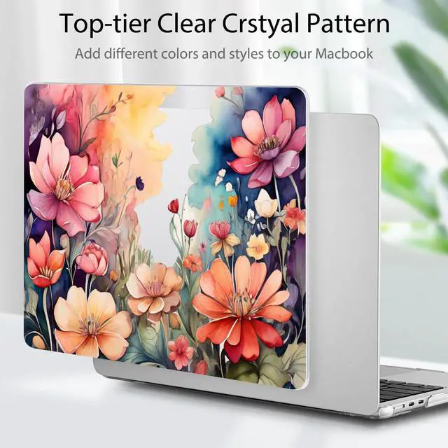 Alt view image 3 of 5 - Tuiklol for M4 MacBook Air 13.6 inch Case 2025-2022 Release M2 Chip Model A3240 A3113 A2681, Plastic Hard Shell Cover for MacBook Air 13.6 Liquid Retina Display with Touch ID, llustration Flowers