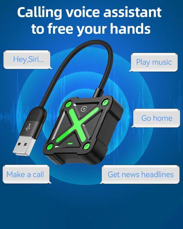 Alt view image 4 of 5 - Wireless Carplay Adapter, Mini Carplay Wireless Adapter Bluetooth Connection, Plug & Play, No Latency for iPhone iOS10+ (Green)
