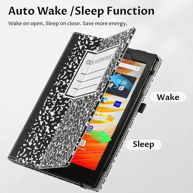 Alt view image 3 of 5 - VORI Case for All-New  Kindle Fire HD 10 Tablet (13th/11th Generation 2023/2021 Release) and Fire HD 10 Plus - Slim Folding Stand Folio Cover with Auto Wake/Sleep & Hand Strap, Black Notebook