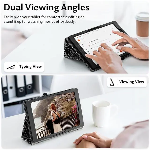 Alt view image 4 of 5 - VORI Case for All-New  Kindle Fire HD 10 Tablet (13th/11th Generation 2023/2021 Release) and Fire HD 10 Plus - Slim Folding Stand Folio Cover with Auto Wake/Sleep & Hand Strap, Black Notebook