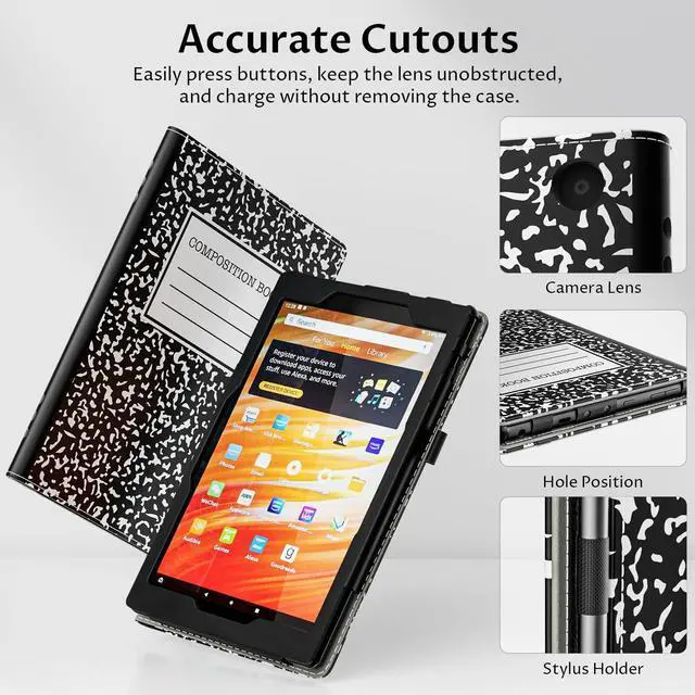Alt view image 5 of 5 - VORI Case for All-New  Kindle Fire HD 10 Tablet (13th/11th Generation 2023/2021 Release) and Fire HD 10 Plus - Slim Folding Stand Folio Cover with Auto Wake/Sleep & Hand Strap, Black Notebook