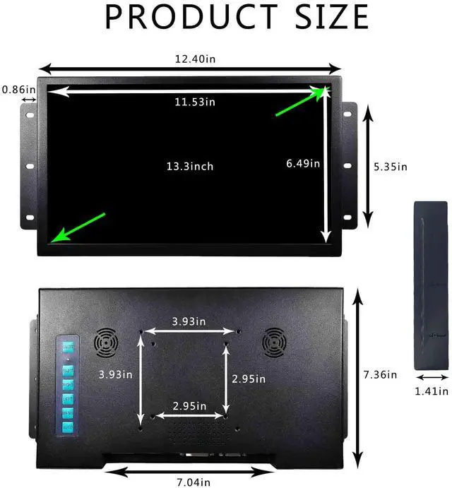 Alt view image 3 of 5 - VSDISPLAY 13.3 Inch Touchscreen Monitor 1920x1080 Portable Display with VGA DVI Ports IPS Screen for Gaming Laptop PC Computer
