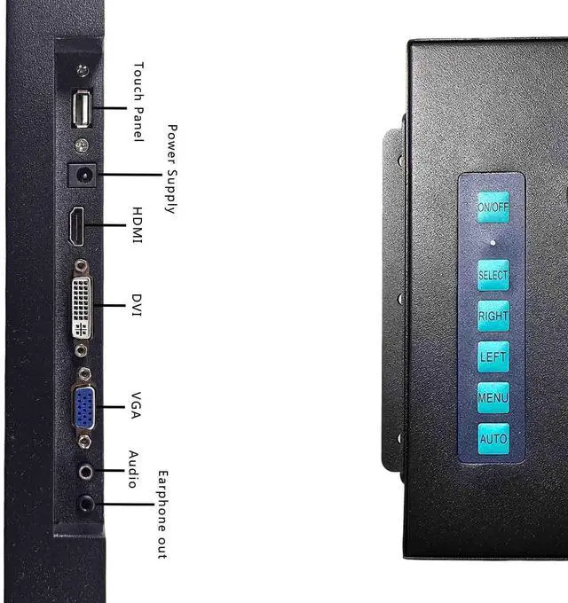 Alt view image 4 of 5 - VSDISPLAY 13.3 Inch Touchscreen Monitor 1920x1080 Portable Display with VGA DVI Ports IPS Screen for Gaming Laptop PC Computer