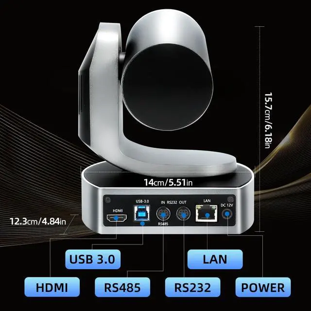 Alt view image 2 of 5 - Vunvooker 4K Conference Room Camera,PTZ Camera 20X Optical Zoom with IP/USB3.0/HDMI/RS232/RS485 for IP Live Streaming Video Conference and Church Education