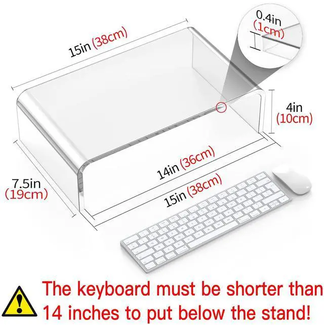Alt view image 2 of 5 - Beimu Acrylic Monitor Stand Riser Clear Laptop Stand for Desk Acrylic Monitor Riser for Desk Accessories Aesthetic Laptop Riser Clear Computer Stand White Office Supplies for Women Essentials