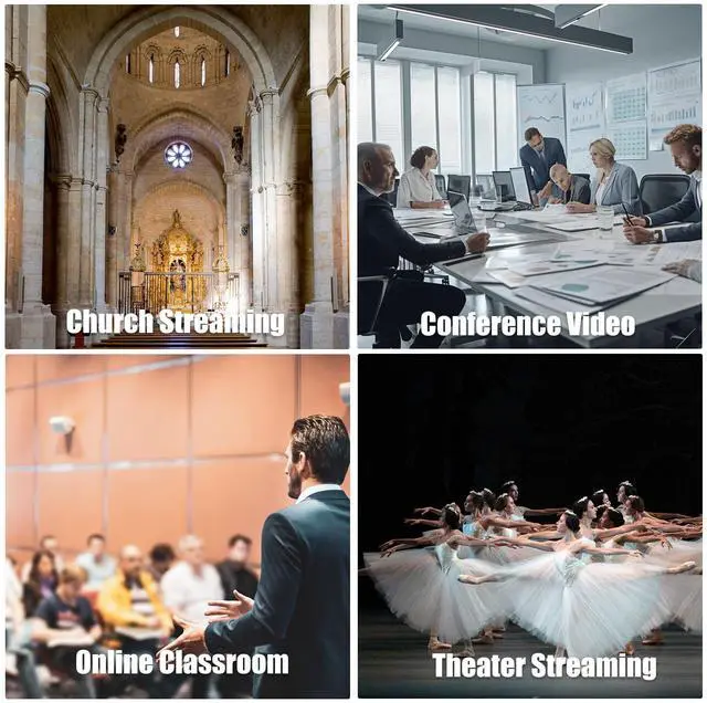 Alt view image 5 of 5 - Vunvooker 4K Conference Room Camera,PTZ Camera 20X Optical Zoom with IP/USB3.0/HDMI/RS232/RS485 for IP Live Streaming Video Conference and Church Education