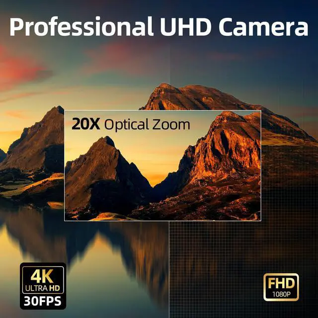 Alt view image 4 of 5 - Vunvooker 4K Conference Room Camera,PTZ Camera 20X Optical Zoom with IP/USB3.0/HDMI/RS232/RS485 for IP Live Streaming Video Conference and Church Education