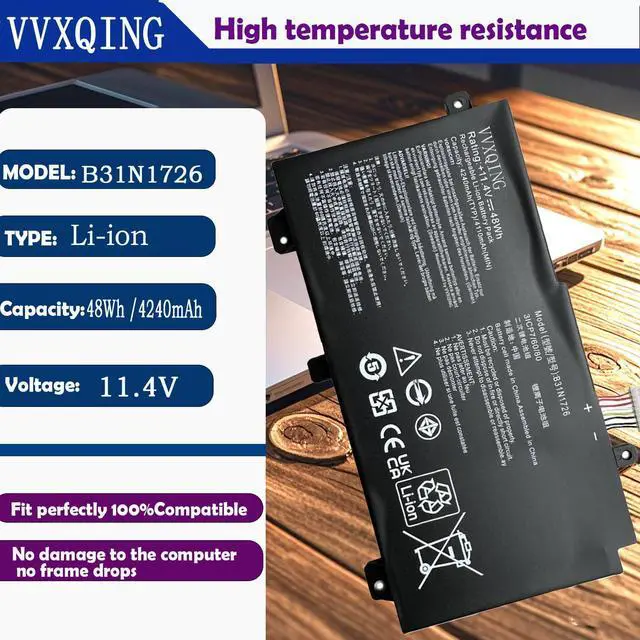 Alt view image 2 of 5 - VVXIQNG B31N1726 48Wh Battery Replacement for Asus TUF Gaming FX505DY FX505DT FX505DV FX505DU Series A17 FA706II A15 FA506 FA506IH FA506IU Series FX86 FX86FE FX86FM Series 11.4V 4110mAh-ae1xx