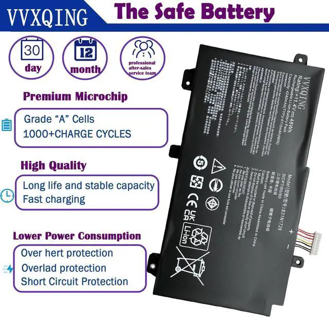 Alt view image 3 of 5 - VVXIQNG B31N1726 48Wh Battery Replacement for Asus TUF Gaming FX505DY FX505DT FX505DV FX505DU Series A17 FA706II A15 FA506 FA506IH FA506IU Series FX86 FX86FE FX86FM Series 11.4V 4110mAh-ae1xx