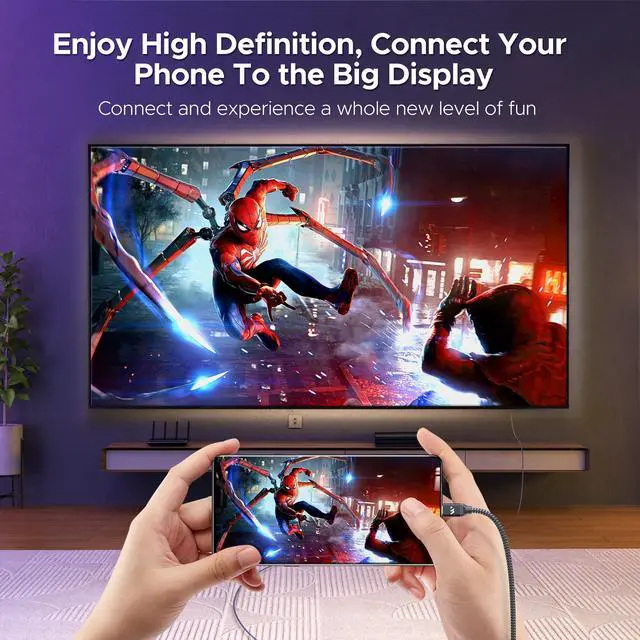 Alt view image 5 of 5 - WARRKY USB C to HDMI 2.1 Cable 8K@60Hz, 4K@240Hz/120Hz,[Gold-Plated Plug, Aluminum Case]48Gbps,HDCP2.3,Compatible with Thunderbolt 3/4/5, USB4, iPhone 16/15, MacBook Pro/Air, Galaxy S24, Dell,XPS,10FT
