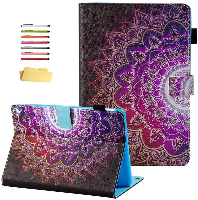 Main image of UUcovers for  Kindle Fire HD 10/HD 10 Plus Case 2021 (11th Generation) 10.1" with Pencil Holder/Pockets Stand PU Leather Magnetic Smart Wallet Cover [Auto Sleep/Wake], Purple Mandala Flower