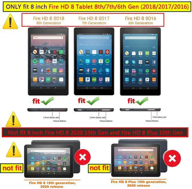 Alt view image 2 of 5 - UUcovers Case for  Fire HD 8 Tablet (8th/7th/6th Generation, 2018/2017/2016 Release), Smart Business PU Leather Stand Folio Cover with Pencil Card Holder & Elastic Band & Auto Wake/Sleep, Red