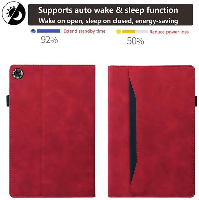 Alt view image 5 of 5 - UUcovers Case for  Fire HD 8 Tablet (8th/7th/6th Generation, 2018/2017/2016 Release), Smart Business PU Leather Stand Folio Cover with Pencil Card Holder & Elastic Band & Auto Wake/Sleep, Red