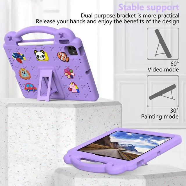 Alt view image 3 of 5 - UUcovers for Apple iPad Air 11 inch Kids Case M3/M2 (2025/2024) Slim Stand Cover with Pencil Holder/Handle/Kickstand Cute DIY Lightweight Cute Soft EVA Foam Shockproof Tablet Cover, Light Purple Bear