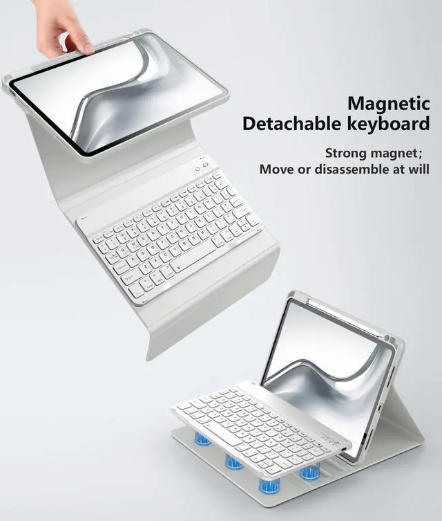 Alt view image 3 of 5 - Wenlaty Keyboard Case for iPad Air 11-inch Case with Keyboard (M3/M2, 2025/2024) & Air 5th/4th Generation 10.9'' - Detachable Wireless, Thin & Light Cover with Pencil Holder for iPad Air 11-inch, Grey