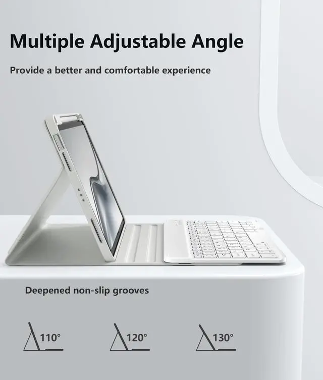 Alt view image 4 of 5 - Wenlaty Keyboard Case for iPad Air 11-inch Case with Keyboard (M3/M2, 2025/2024) & Air 5th/4th Generation 10.9'' - Detachable Wireless, Thin & Light Cover with Pencil Holder for iPad Air 11-inch, Grey
