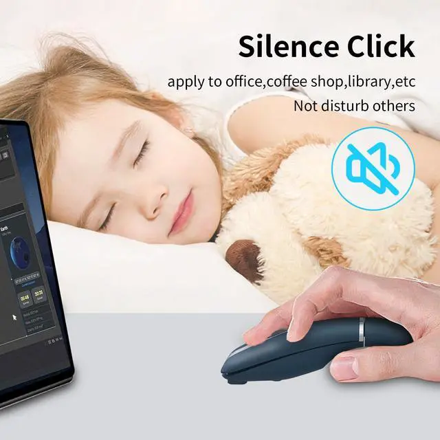 Alt view image 4 of 5 - Bluetooth Arc Travel Mouse - BT & USB Wireless Dual Mode, Rechargeable Slim Rotatable Portable, 1000/1600/2400 DPI, Silent Computer Mouse for Microsoft Laptop PC Chromebook Tablet - Sapphire Blue