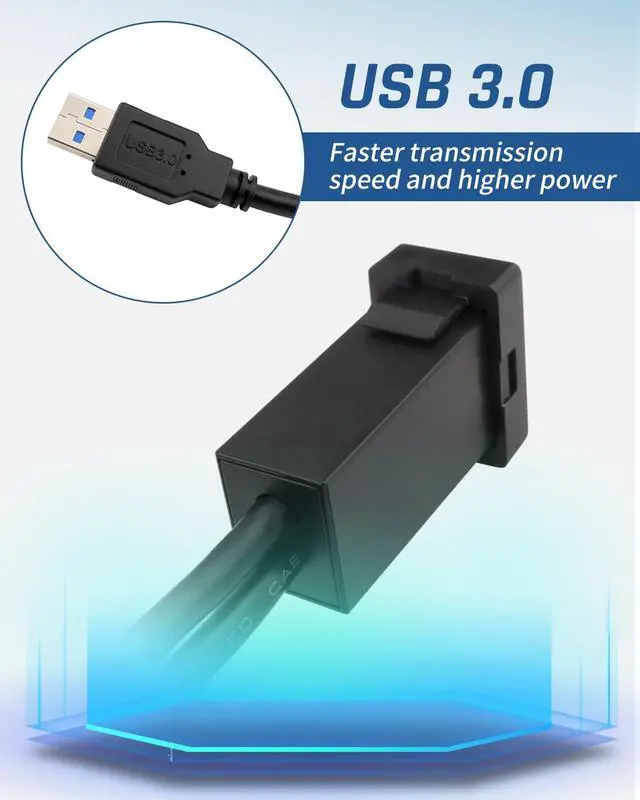 Alt view image 5 of 5 - Wujexuhe Dual USB 3.0 Car Dash Flush Mount Extension Cable, Length 3.3FT (1M) Fit for Toyota, Size 1.3"x0.86"x 2.15" (Type A)