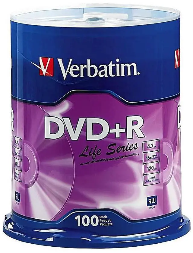 Main image of Verbatim Life Series DVD+R Spindle, Pack Of 100