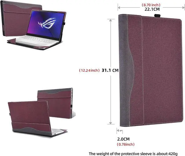 Alt view image 3 of 5 - Laptop Cover for ASUS ROG Zephyrus - G14(2024) GA403 | GA403UV | GA403UI | All-Inclusive Drop-Proof Case 14" PU Leather Inner Pocket Cover (Wine red)