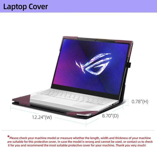 Alt view image 5 of 5 - Laptop Cover for ASUS ROG Zephyrus - G14(2024) GA403 | GA403UV | GA403UI | All-Inclusive Drop-Proof Case 14" PU Leather Inner Pocket Cover (Wine red)