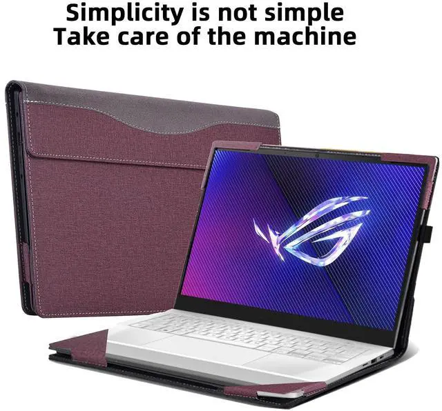 Alt view image 2 of 5 - Laptop Cover for ASUS ROG Zephyrus - G14(2024) GA403 | GA403UV | GA403UI | All-Inclusive Drop-Proof Case 14" PU Leather Inner Pocket Cover (Wine red)