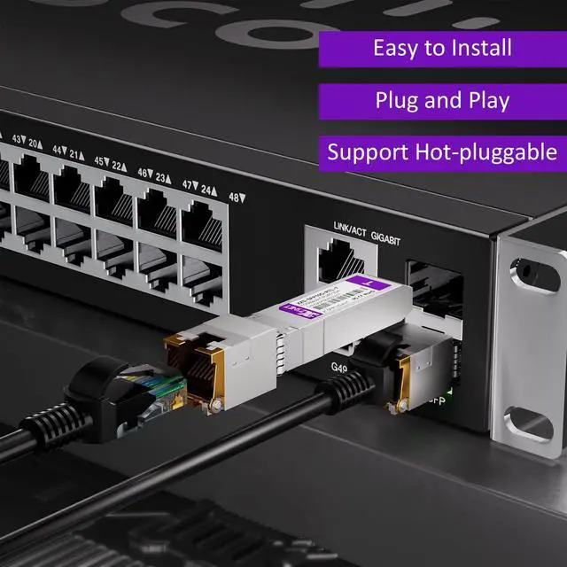 Alt view image 3 of 5 - 10GBASE-T SFP+ to RJ45 Transceiver, 10G Copper SFP+ to Ethernet Module Compatible with Cisco SFP-10G-T-S, Ubiquiti UniFi UF-RJ45-10G, Mikrotik S+RJ10, Meraki , Netgear, D-Link and More, 1 Pack