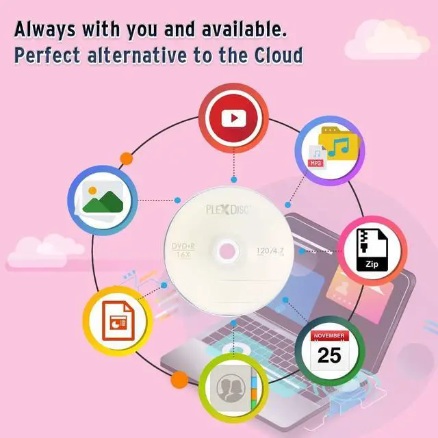 Alt view image 5 of 5 - PlexDisc DVD+R 4.7GB 16x Branded Recordable Media Disc - 100pk Cake Box (FFP) 63C-815-BX