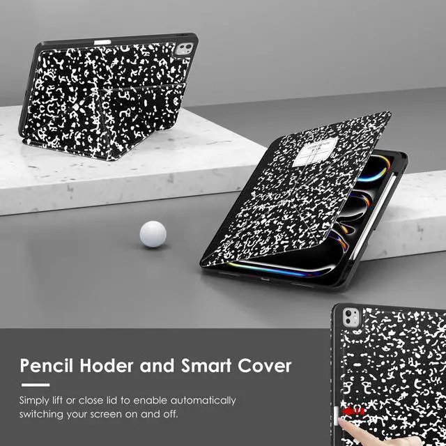 Alt view image 5 of 5 - VIKESI for iPad Pro 13 Inch M4 Case 2024, Origami Case with Multi fold, Multi Angle Stand, Apple Pencil Holder, Support Auto Wake/Sleep-Black Book