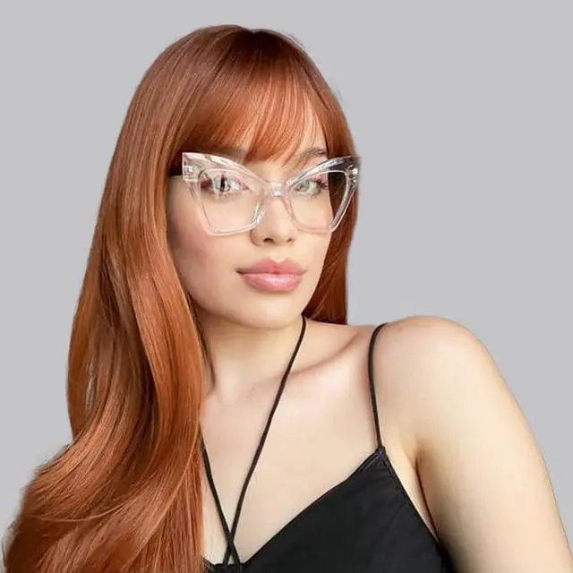 Alt view image 2 of 5 - VOOGLAM Cat Eye Spring Hinge Women's Non-Prescription Glasses with HD Clear Lenses in Clear Crystal Acetate Frame