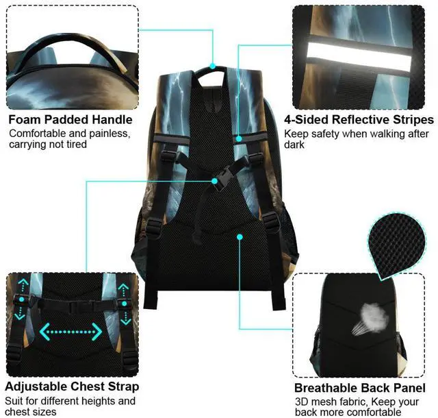 Alt view image 4 of 5 - Vozoza Powerful Tornado Backpack for Girls Kids Boys School Bookbags,Student Laptop Backpack Carrying Bag Casual Lightweight Travel Sports Day Packs