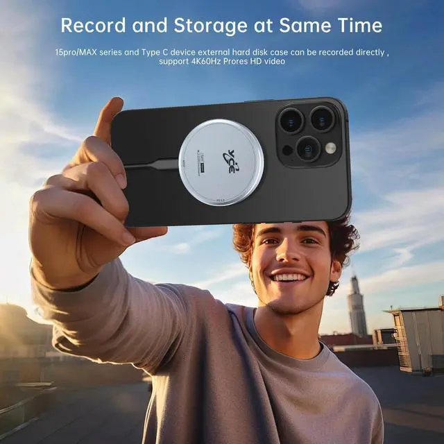 Alt view image 2 of 5 - Magnetic M.2 2230 NVME SSD Enclosure - Up to 4TB Storage, External Storage for iPhone 15/16 Pro Max, USB C 3.2 Gen2 10Gbps to NVMe Adapter, Aluminum External SSD Case for iPhone, MacBook, iPad