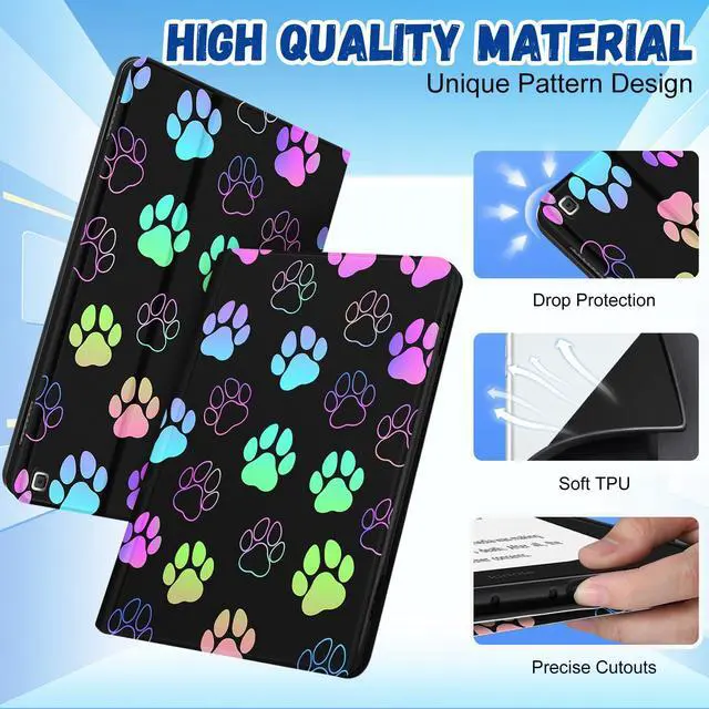 Alt view image 3 of 5 - Wazzasoft for  Kindle Fire HD 10/10 Plus Tablet Case 13th/11th Generation for Women Girls Kids Boys Folio Cover Cute Fashion Design Dog Paw Unique Cool Teens Cases for Kindle Fire Case 10.1 Inch